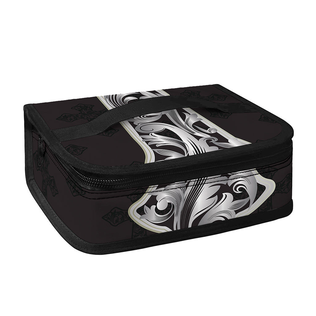Ornamental Silver Cross Print Small Lunch Bag