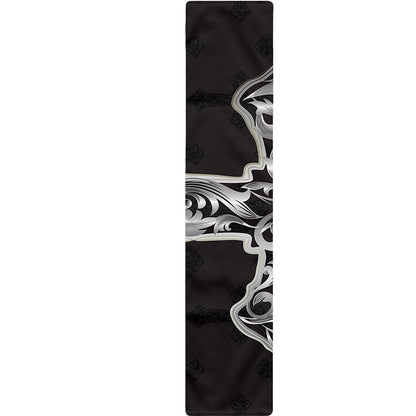 Ornamental Silver Cross Print Table Runner
