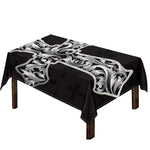 Ornamental Silver Cross Print Tablecloth