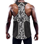 Ornamental Silver Cross Print Training Tank Top