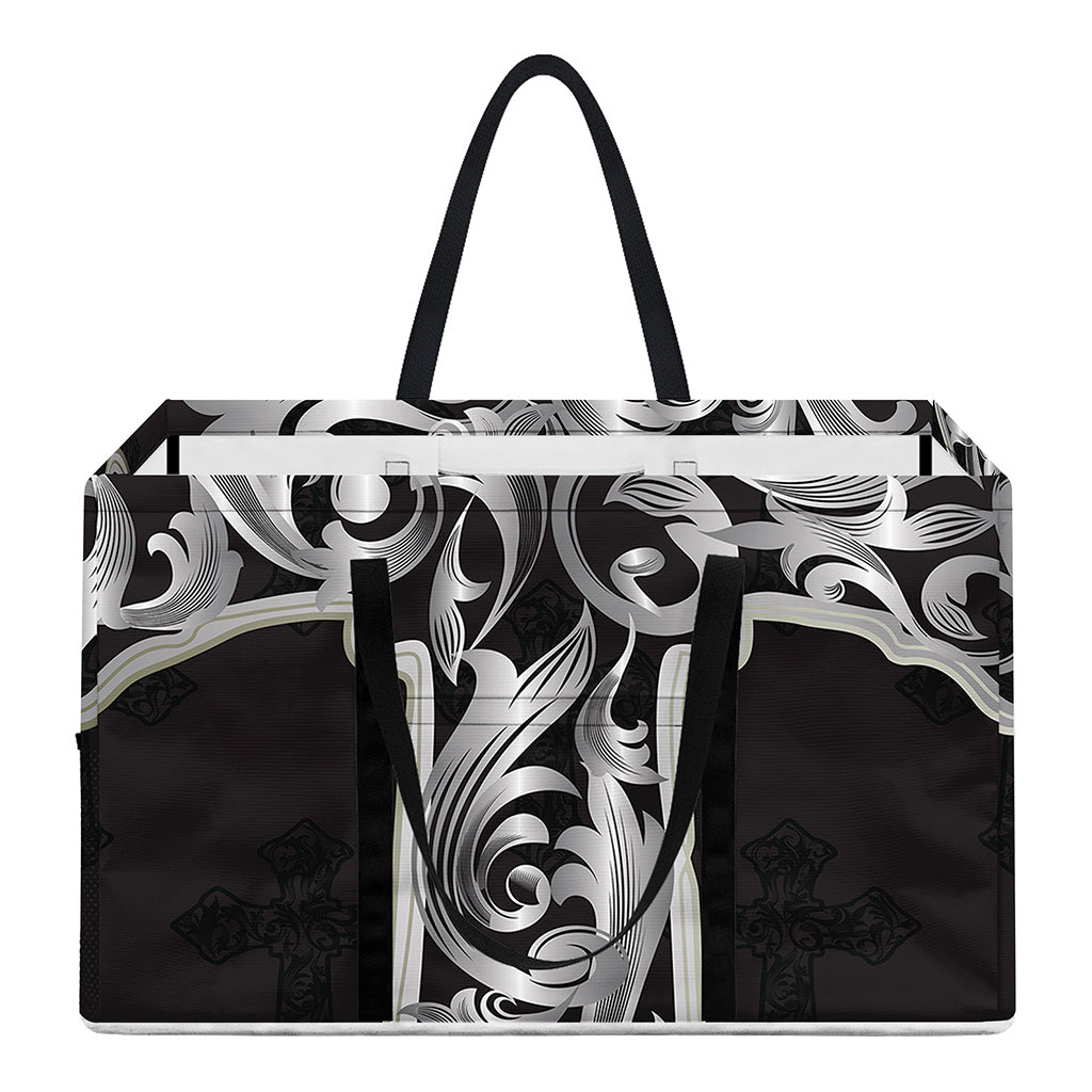 Ornamental Silver Cross Print Utility Tote Bag