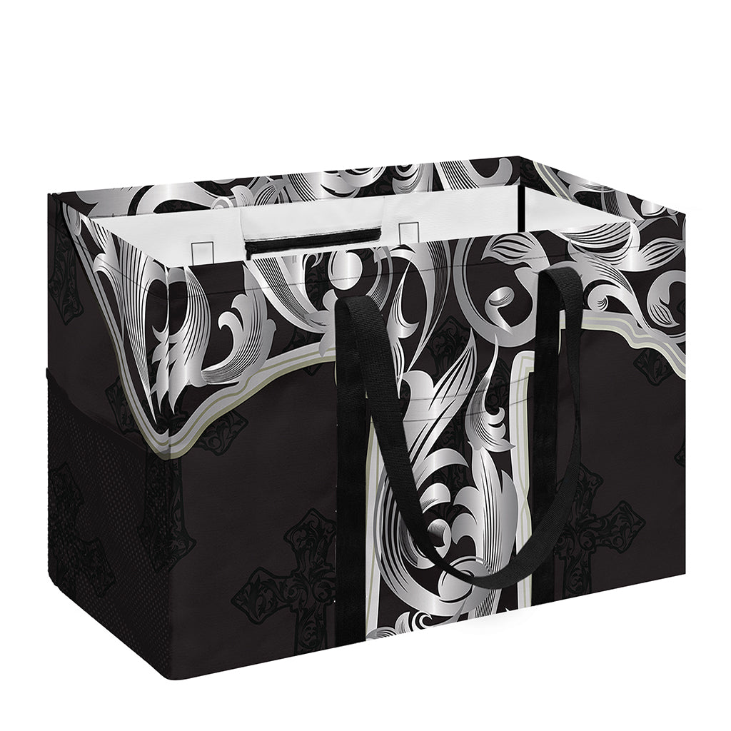 Ornamental Silver Cross Print Utility Tote Bag