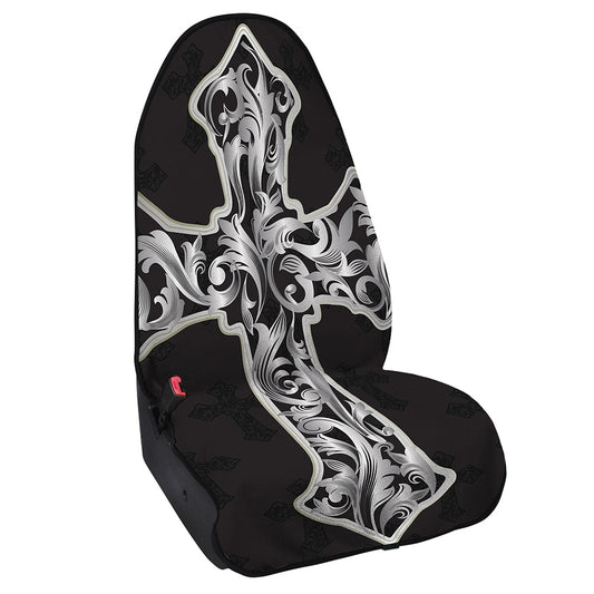 Ornamental Silver Cross Print Waterproof Car Seat Cover