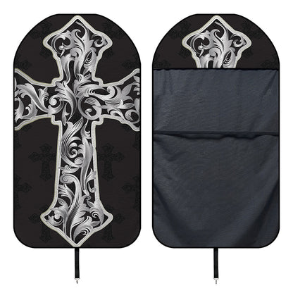 Ornamental Silver Cross Print Waterproof Car Seat Cover