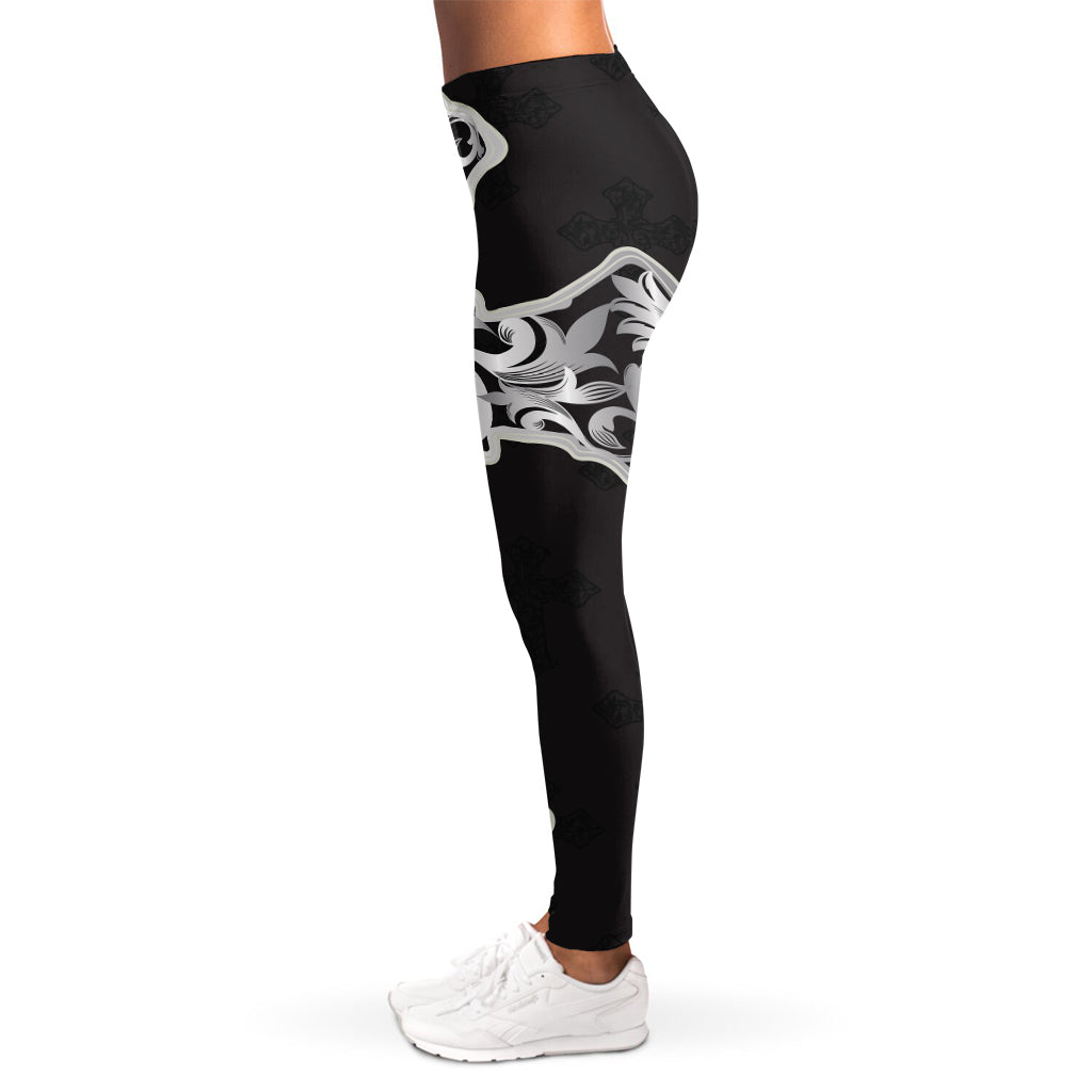 Ornamental Silver Cross Print Women's Leggings