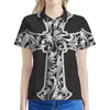 Ornamental Silver Cross Print Women's Polo Shirt