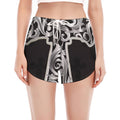 Ornamental Silver Cross Print Women's Split Running Shorts