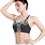 Ornamental Silver Cross Print Women's Sports Bra