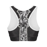 Ornamental Silver Cross Print Women's Sports Bra