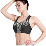 Ornamental Silver Cross Print Women's Sports Bra