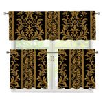 Ornamental Western Damask Print 3 Piece Kitchen Curtains