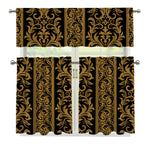 Ornamental Western Damask Print 3 Piece Kitchen Curtains