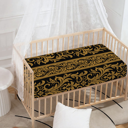 Ornamental Western Damask Print Baby Crib Sheet