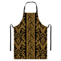 Ornamental Western Damask Print Bib Apron With Pocket