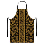 Ornamental Western Damask Print Bib Apron With Pocket