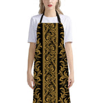 Ornamental Western Damask Print Bib Apron With Pocket