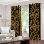 Ornamental Western Damask Print Blackout Grommet Curtains