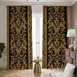 Ornamental Western Damask Print Blackout Pencil Pleat Curtains