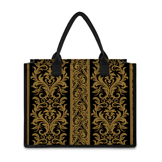 Ornamental Western Damask Print Canvas Tote Bag