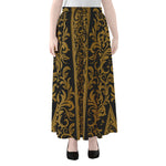 Ornamental Western Damask Print Chiffon Maxi Skirt