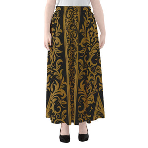 Ornamental Western Damask Print Chiffon Maxi Skirt