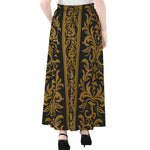 Ornamental Western Damask Print Chiffon Maxi Skirt