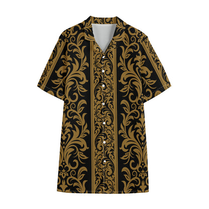 Ornamental Western Damask Print Cotton Hawaiian Shirt