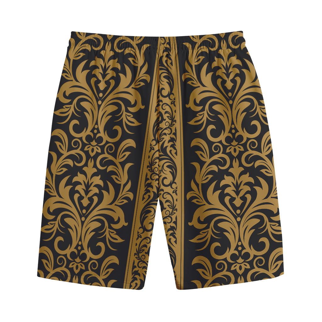 Ornamental Western Damask Print Cotton Shorts