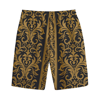 Ornamental Western Damask Print Cotton Shorts