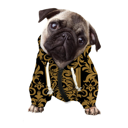 Ornamental Western Damask Print Dog Zip Up Hoodie
