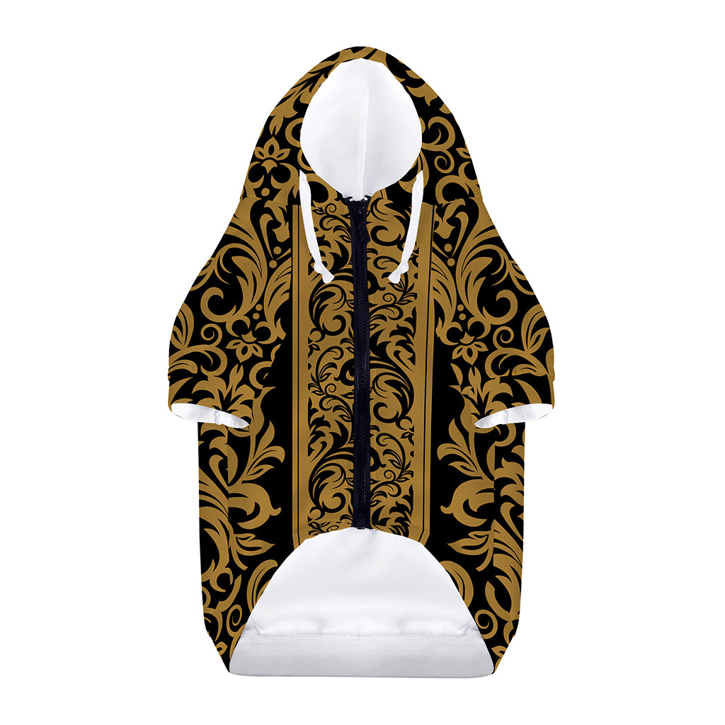 Ornamental Western Damask Print Dog Zip Up Hoodie
