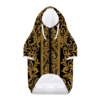 Ornamental Western Damask Print Dog Zip Up Hoodie
