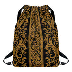 Ornamental Western Damask Print Drawstring Backpack