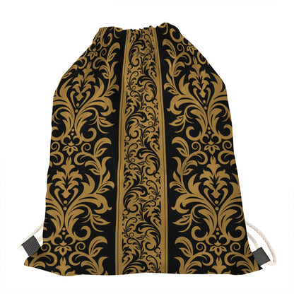 Ornamental Western Damask Print Drawstring Bag