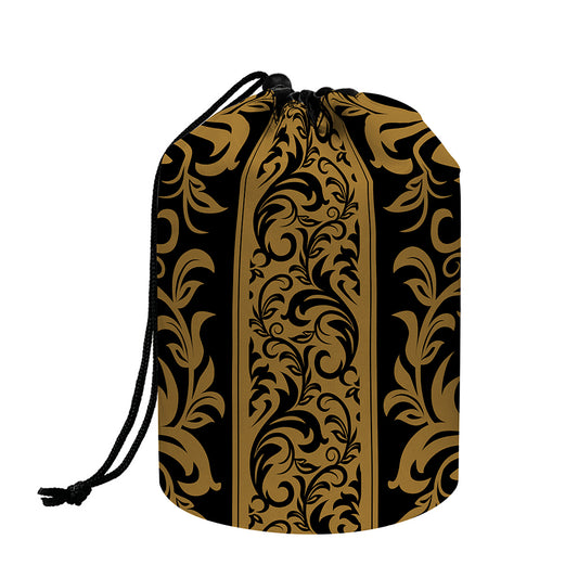 Ornamental Western Damask Print Drawstring Makeup Bag