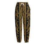 Ornamental Western Damask Print Fleece Lined Knit Pants
