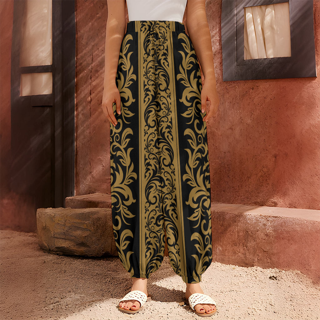 Ornamental Western Damask Print Harem Pants