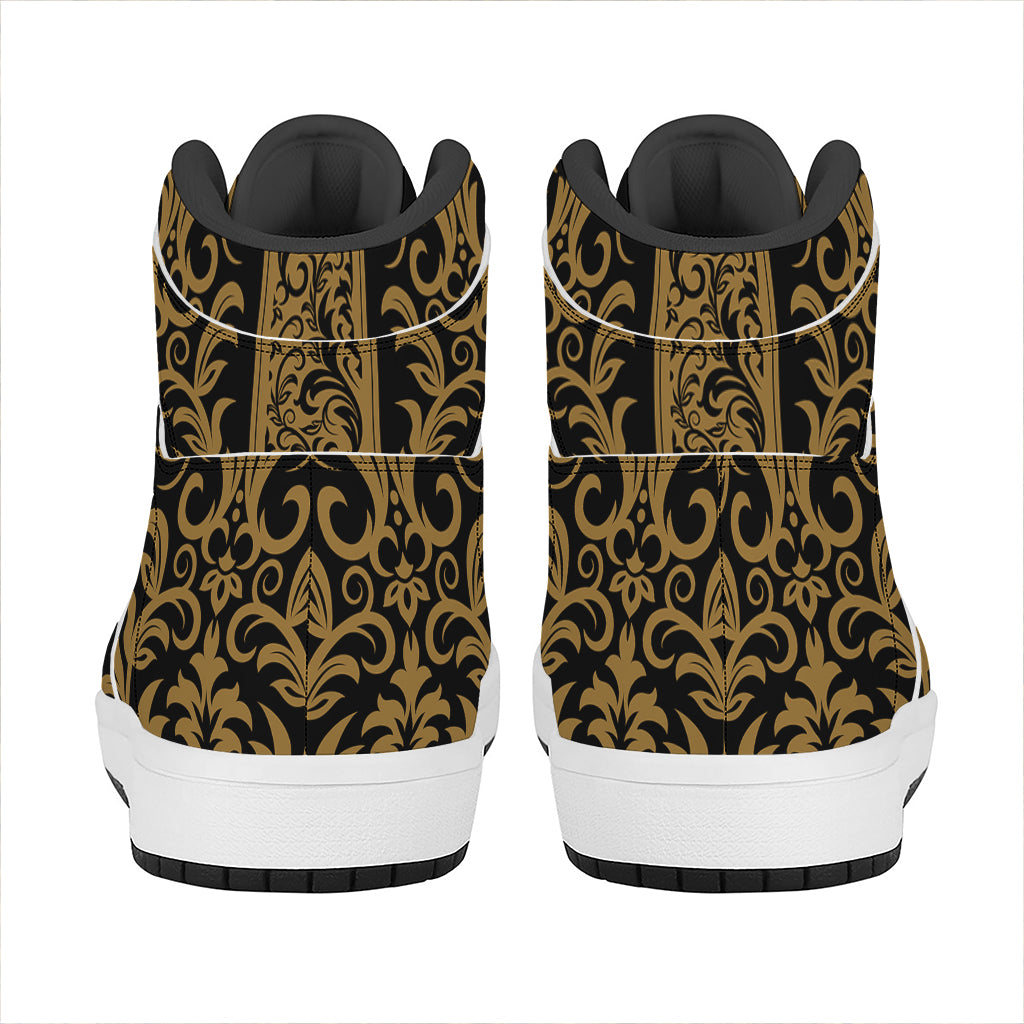 Ornamental Western Damask Print High Top Leather Sneakers