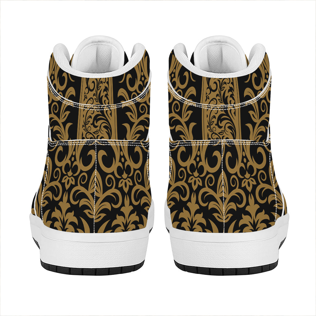 Ornamental Western Damask Print High Top Leather Sneakers