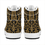 Ornamental Western Damask Print High Top Leather Sneakers