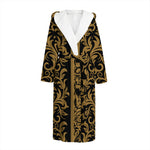 Ornamental Western Damask Print Hooded Bathrobe