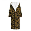 Ornamental Western Damask Print Hooded Bathrobe