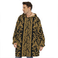 Ornamental Western Damask Print Hoodie Blanket