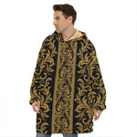 Ornamental Western Damask Print Hoodie Blanket