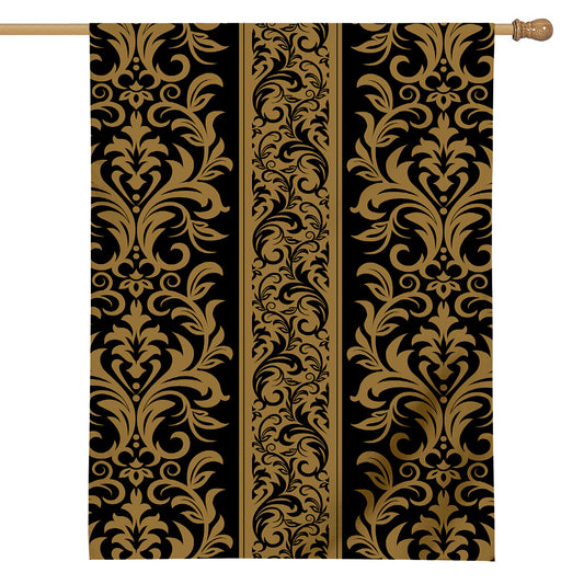 Ornamental Western Damask Print House Flag