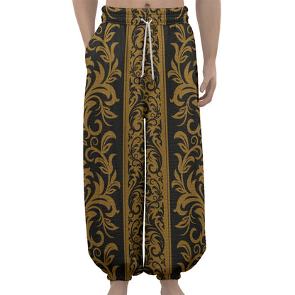 Ornamental Western Damask Print Lantern Pants