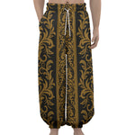 Ornamental Western Damask Print Lantern Pants