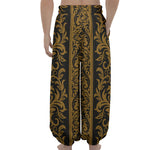 Ornamental Western Damask Print Lantern Pants