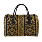 Ornamental Western Damask Print Leather Duffle Bag