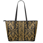 Ornamental Western Damask Print Leather Tote Bag